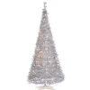 Discount 6 ft. Pre-Lit Silver Tinsel Pop-Up Christmas Tree Christmas Trees