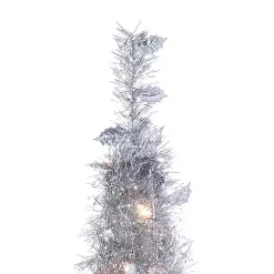 Discount 6 ft. Pre-Lit Silver Tinsel Pop-Up Christmas Tree Christmas Trees