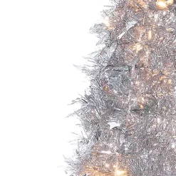 Discount 6 ft. Pre-Lit Silver Tinsel Pop-Up Christmas Tree Christmas Trees
