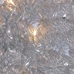 Discount 6 ft. Pre-Lit Silver Tinsel Pop-Up Christmas Tree Christmas Trees