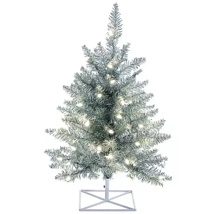 Hot 3 ft. Pre-Lit Tinsel Christmas Tree Christmas Arrangements & Garland