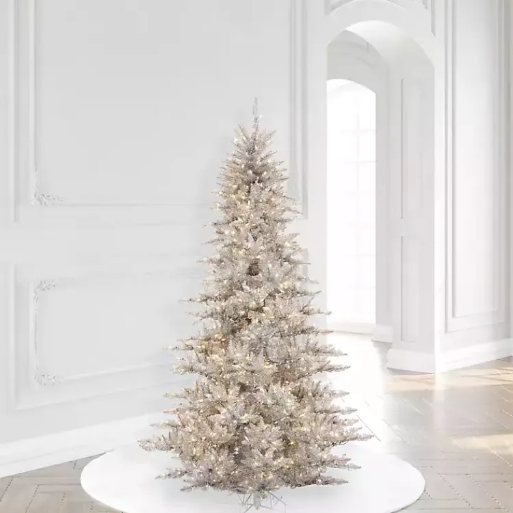 Best 5.5 ft. Pre-Lit Silver Tinsel Christmas Tree Christmas Trees