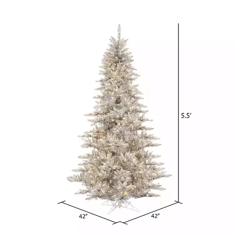 Best 5.5 ft. Pre-Lit Silver Tinsel Christmas Tree Christmas Trees