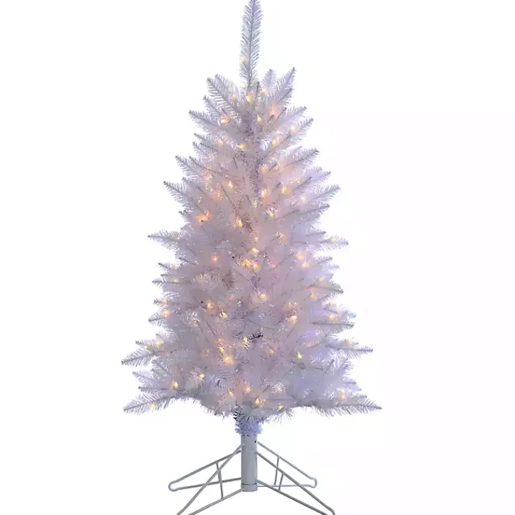 New 4 ft. Pre-Lit White Tinsel Christmas Tree Christmas Trees