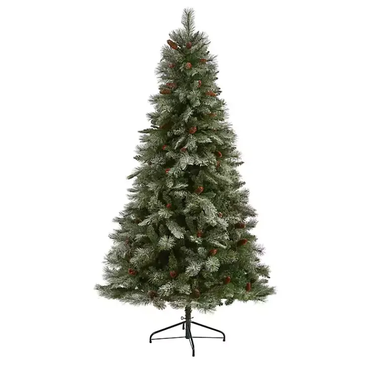 Hot 7 ft. Snowy Pine & Pinecones Christmas Tree Christmas Trees