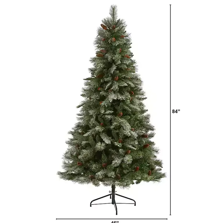 Hot 7 ft. Snowy Pine & Pinecones Christmas Tree Christmas Trees