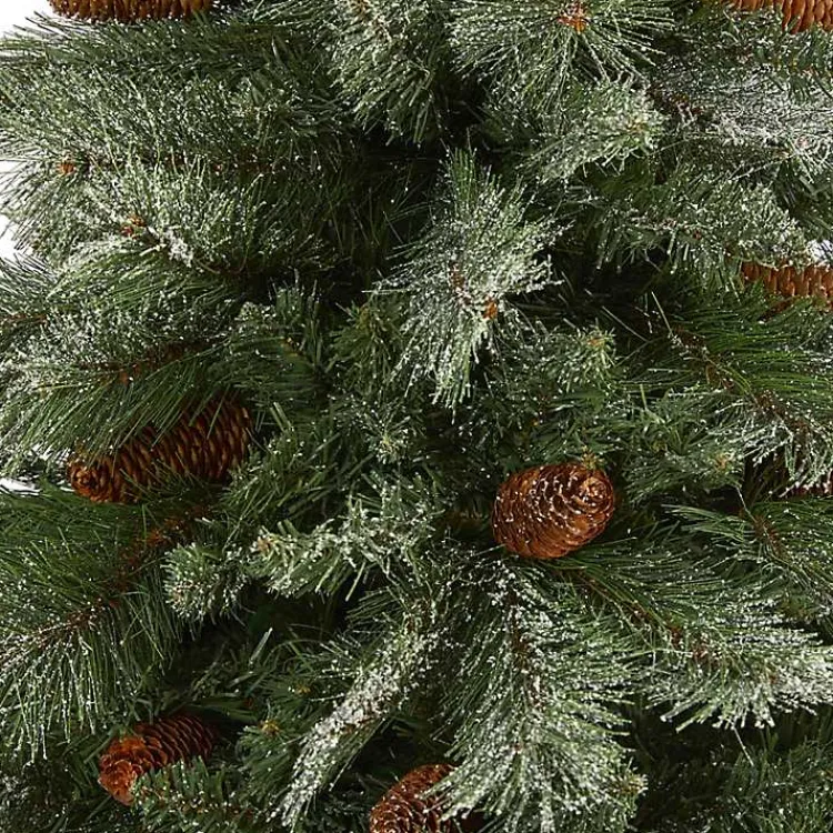 Hot 7 ft. Snowy Pine & Pinecones Christmas Tree Christmas Trees