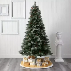 Hot 7 ft. Snowy Pine & Pinecones Christmas Tree Christmas Trees
