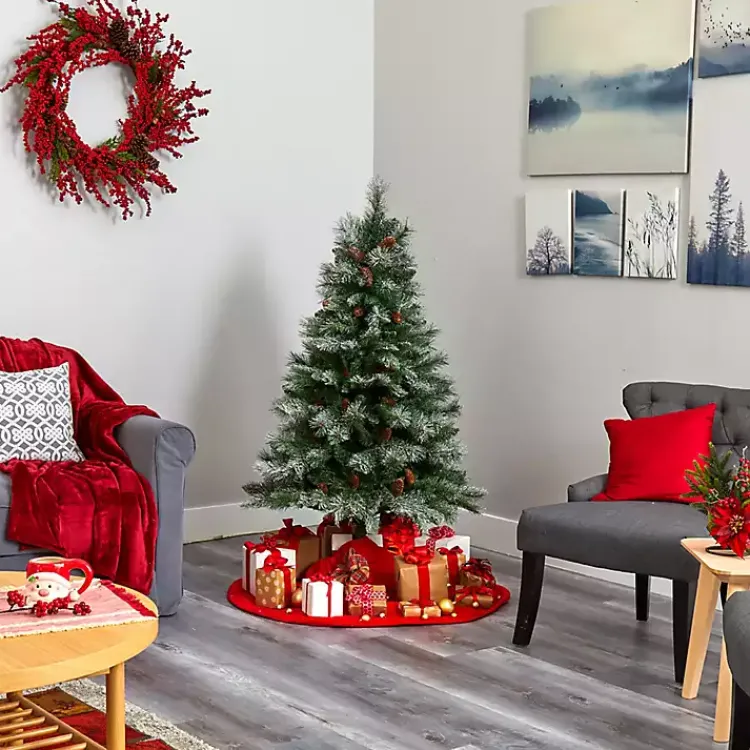 Clearance 5 ft. Snowy Pine & Pinecones Christmas Tree Christmas Trees