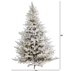 Clearance 8 ft. Warm Lit Flocked Fraser Fir Christmas Tree Christmas Trees