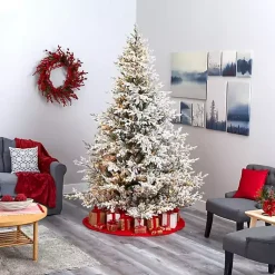 Clearance 8 ft. Warm Lit Flocked Fraser Fir Christmas Tree Christmas Trees