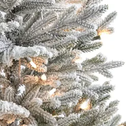 Discount 3 ft. White Lit Flocked Fraser Fir Christmas Tree Christmas Trees