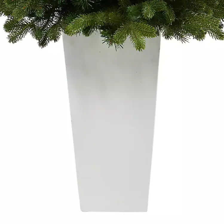 Clearance 3.5 Lit Fir Christmas Tree in White Tower Planter Christmas Arrangements & Garland
