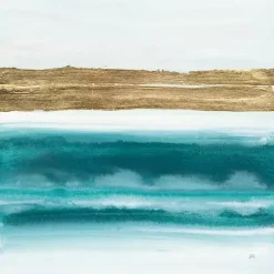 Kirklands Home Canvas Art|Abstract Gold Emerald Beach III Canvas Art Print