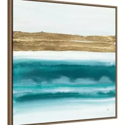 Kirklands Home Canvas Art|Abstract Gold Emerald Beach III Canvas Art Print
