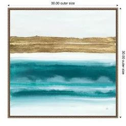 Kirklands Home Canvas Art|Abstract Gold Emerald Beach III Canvas Art Print