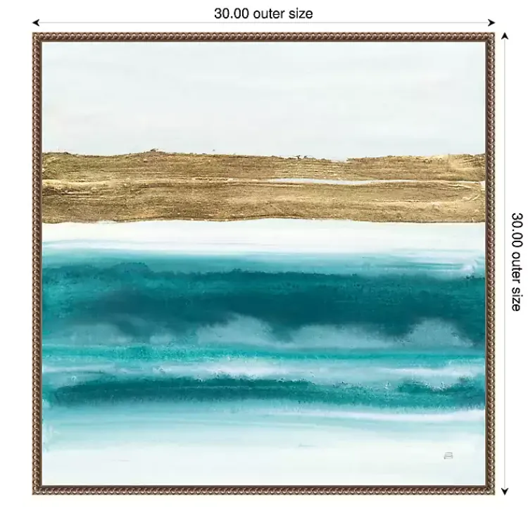Kirklands Home Canvas Art|Abstract Gold Emerald Beach III Canvas Art Print