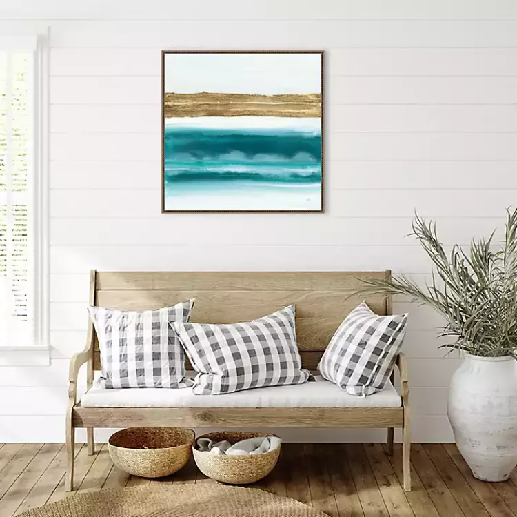 Kirklands Home Canvas Art|Abstract Gold Emerald Beach III Canvas Art Print
