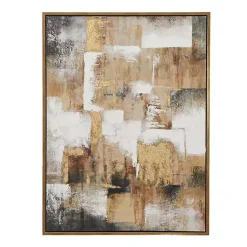Kirklands Home Canvas Art|Abstract Gold Framed Canvas Art Print