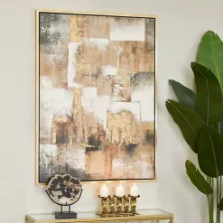 Kirklands Home Canvas Art|Abstract Gold Framed Canvas Art Print