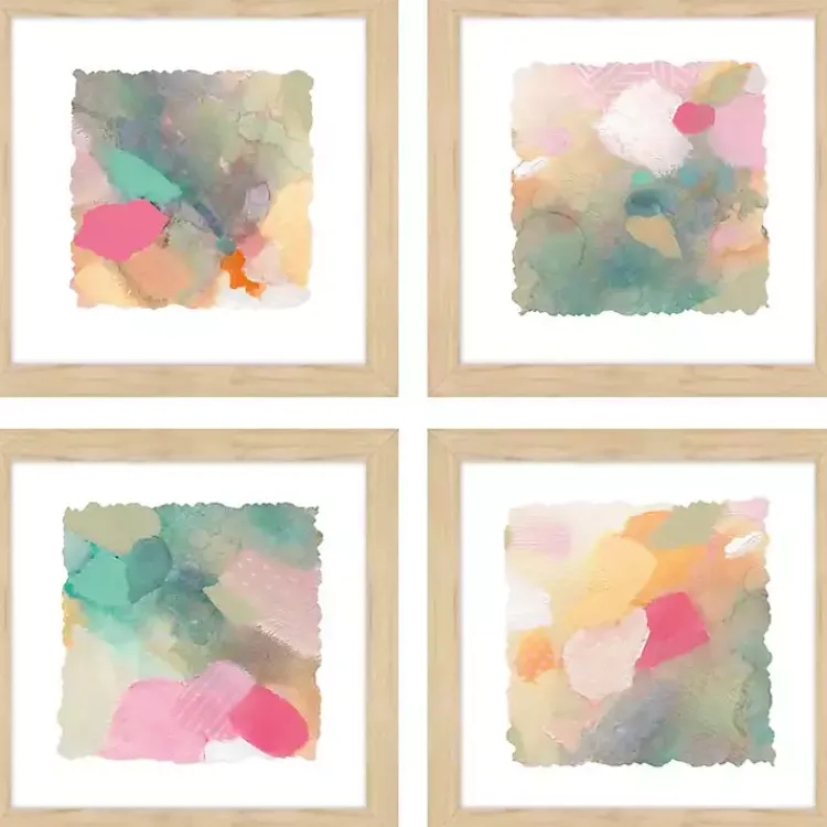 Kirklands Home Framed Art|Abstract Pastels Framed Art Prints, Set of 4 Multi