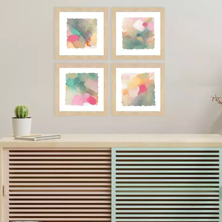Kirklands Home Framed Art|Abstract Pastels Framed Art Prints, Set of 4 Multi