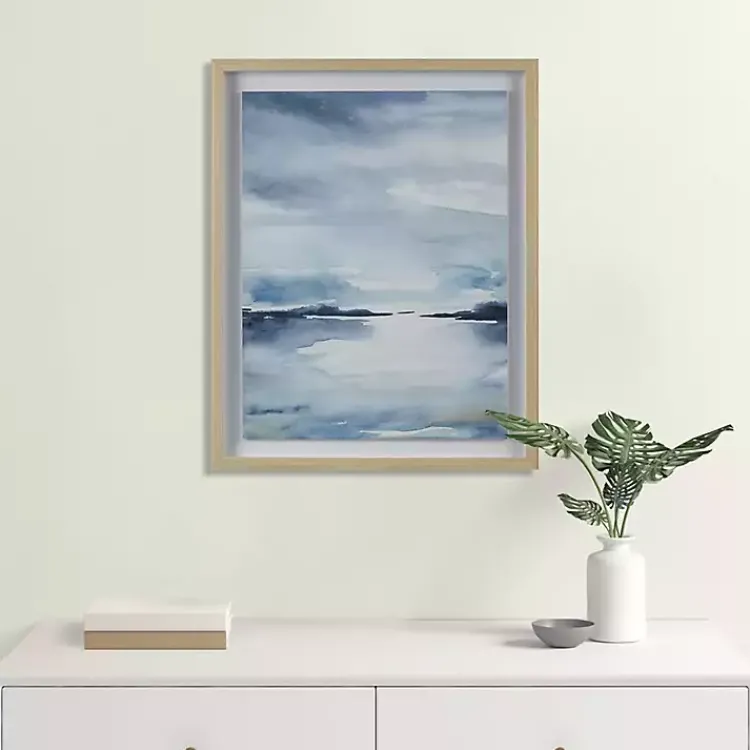Kirklands Home Framed Art|Abstract Sparkling Sea Framed Wall Art Blue
