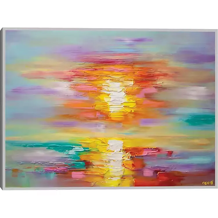 Kirklands Home Canvas Art|Abstract Sunrise Framed Canvas Art Print Multi