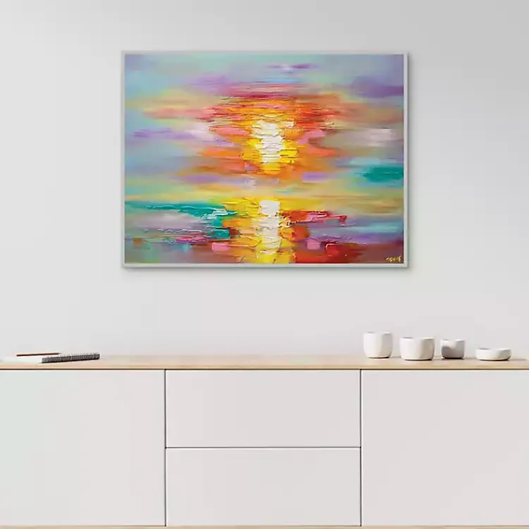 Kirklands Home Canvas Art|Abstract Sunrise Framed Canvas Art Print Multi