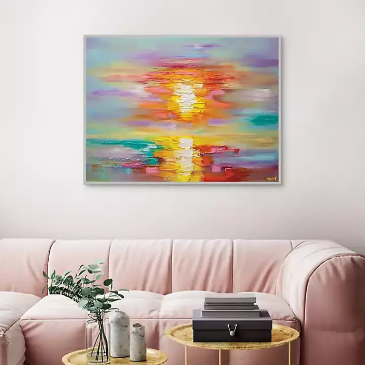 Kirklands Home Canvas Art|Abstract Sunrise Framed Canvas Art Print Multi