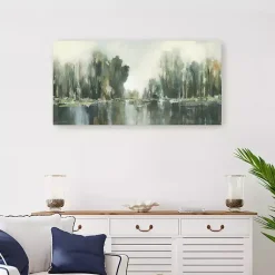 Kirklands Home Canvas Art|Abstract Treeline Canvas Art Print, 40x20 in. Blue
