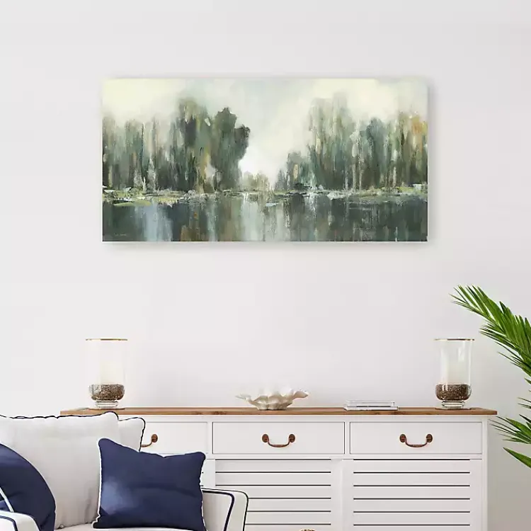 Kirklands Home Canvas Art|Abstract Treeline Canvas Art Print, 40x20 in. Blue