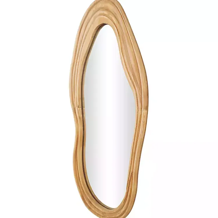 Kirklands Home Decorative Mirrors|Abstract Wavy Wood Wall Mirror