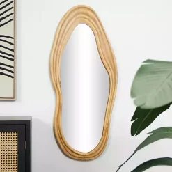 Kirklands Home Decorative Mirrors|Abstract Wavy Wood Wall Mirror