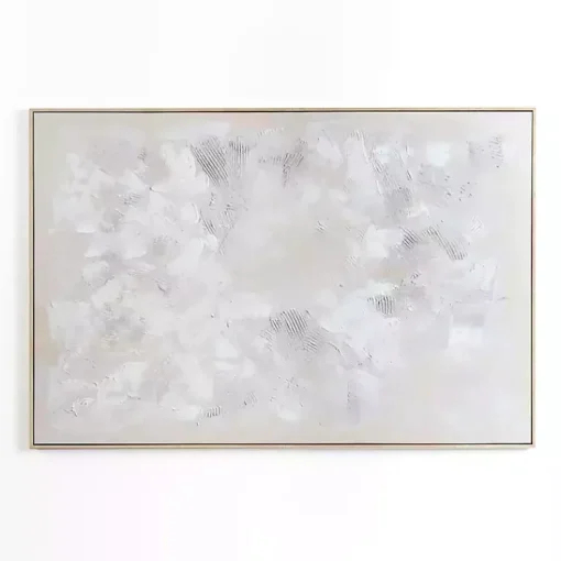Kirklands Home Canvas Art|Abstract White Framed Canvas Art Print