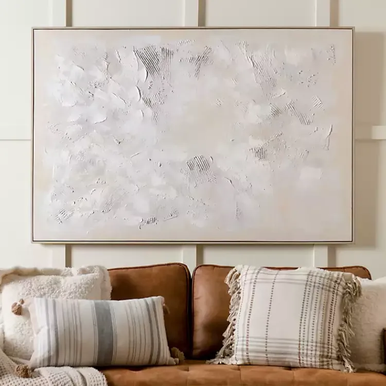 Kirklands Home Canvas Art|Abstract White Framed Canvas Art Print