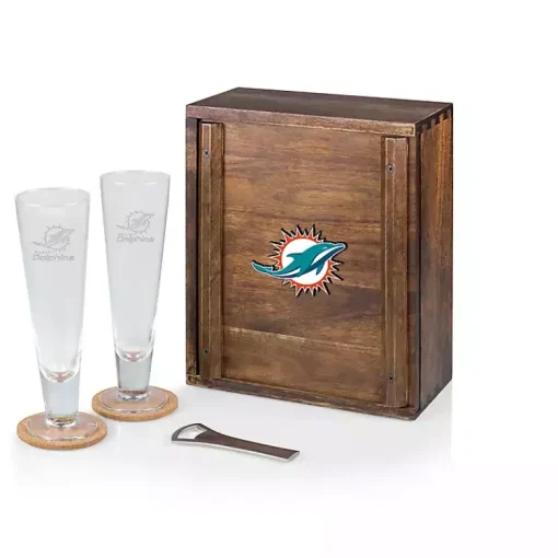 Kirklands Home Barware|Acacia Miami Dolphins Beer Glass Set