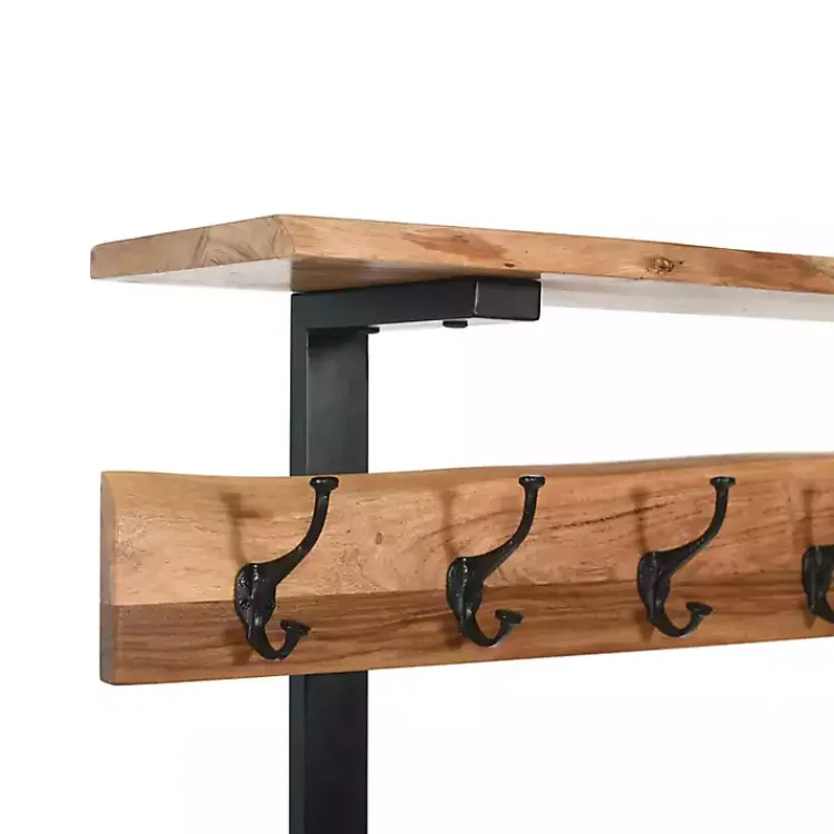 Kirklands Home Entryway Furniture|Acacia Wood Modern Storage Hooks Hall Tree