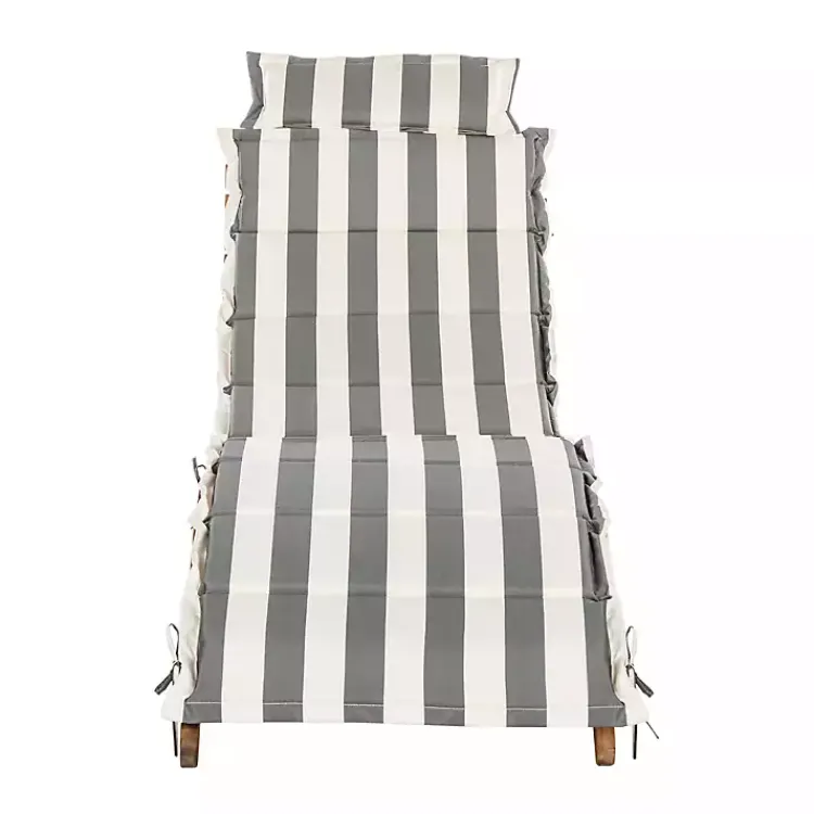 Kirklands Home Outdoor Sets|Acacia Wood 3-pc. Chaise Set with Striped Cushions