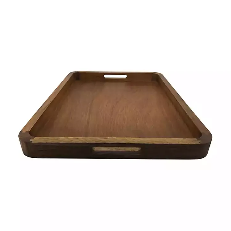Kirklands Home Serving & Entertaining|Acacia Wood Rectangle Serving Tray with Handles Brown
