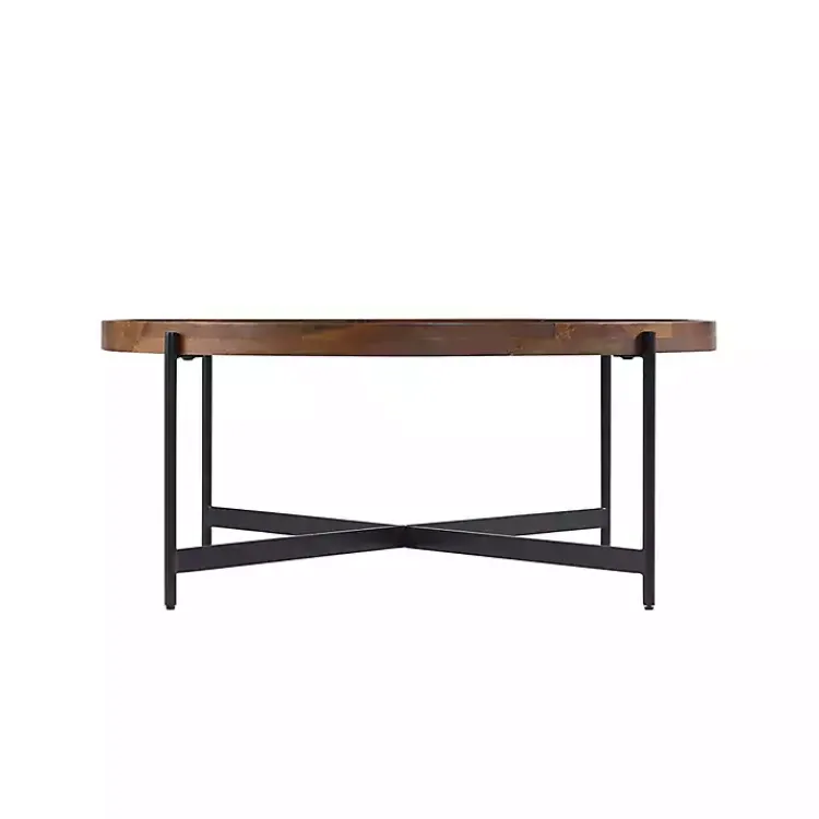 Kirklands Home Coffee Tables|Acacia Wood Round Tray Top Coffee Table Brown