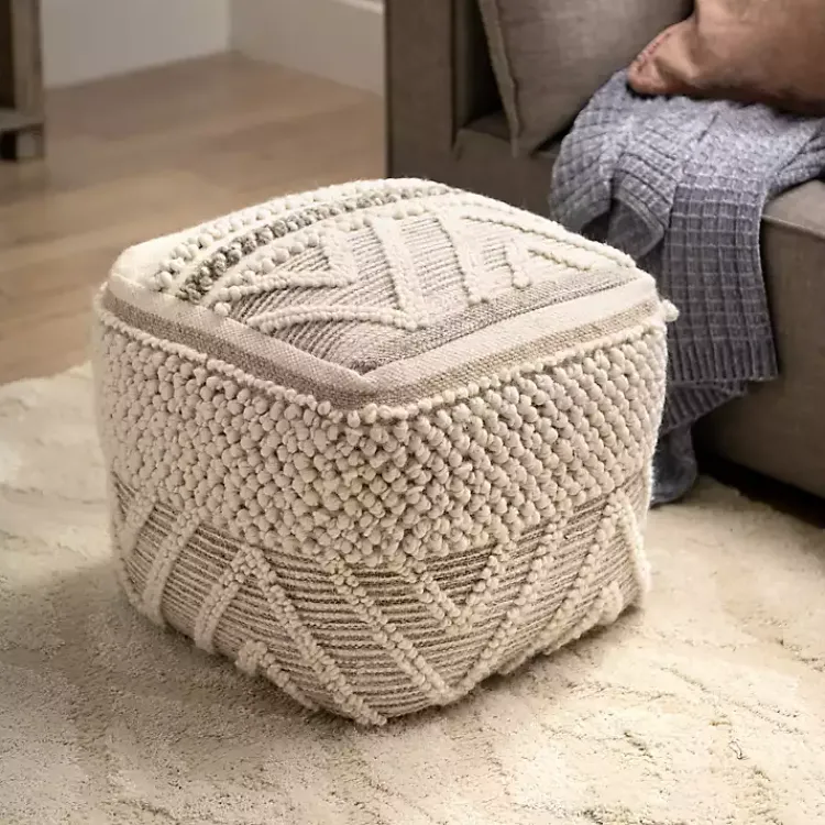 Hot Adele Neutral Hand Knotted Pouf Poufs & Floor Cushions