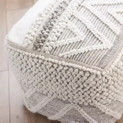 Hot Adele Neutral Hand Knotted Pouf Poufs & Floor Cushions