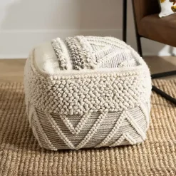 Hot Adele Neutral Hand Knotted Pouf Poufs & Floor Cushions
