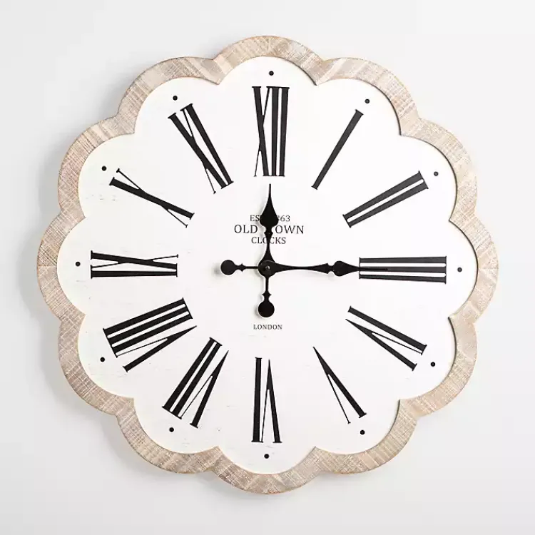 Kirklands Home Clocks|Adelyn Scalloped Edge Wood Clock
