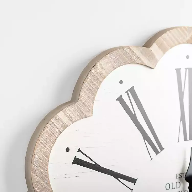 Kirklands Home Clocks|Adelyn Scalloped Edge Wood Clock