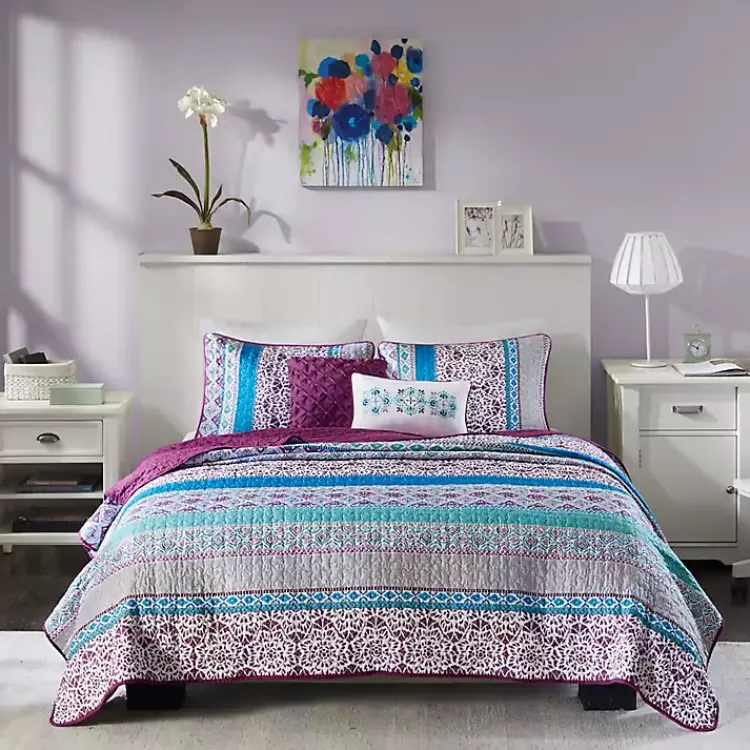 Kirklands Home Quilts|Adley Reversible Full/Queen 5-pc. Quilt Set