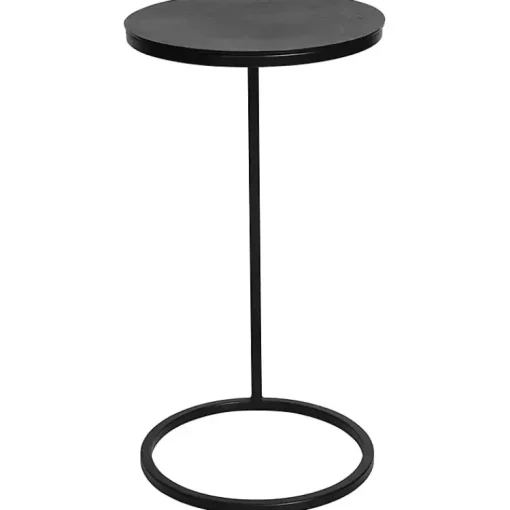 Kirklands Home Accent & End Tables|Aged Metal Frame Slab Top Accent Table Black