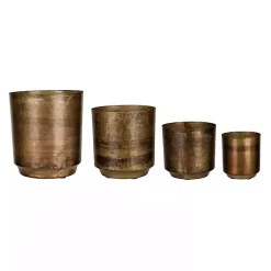 Kirklands Home Planters|Aged Brass Flower Pots, Set of 4 Brown