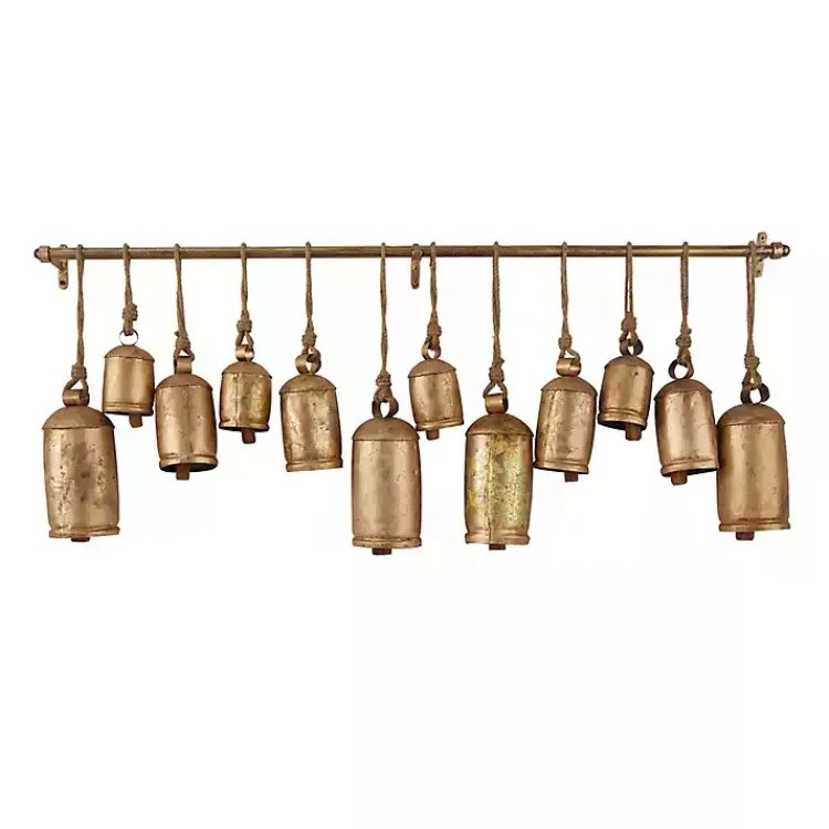 Discount Aged Round Bells Wall Plaque Decorative Accents